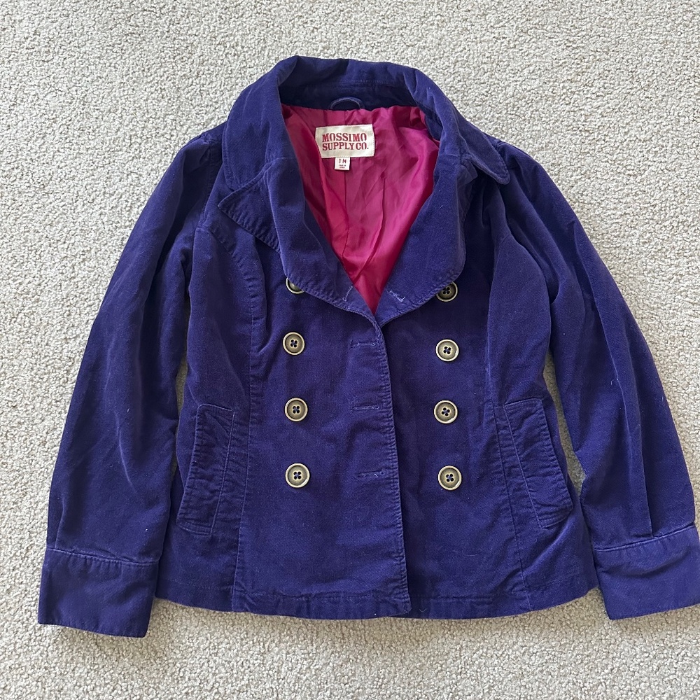 Mossimo Supply Co. Purple Corduroy Pea Coat Jacket size M